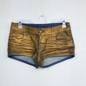LF Carmar Denim Shorts Gold Metallic Wax Coated 27